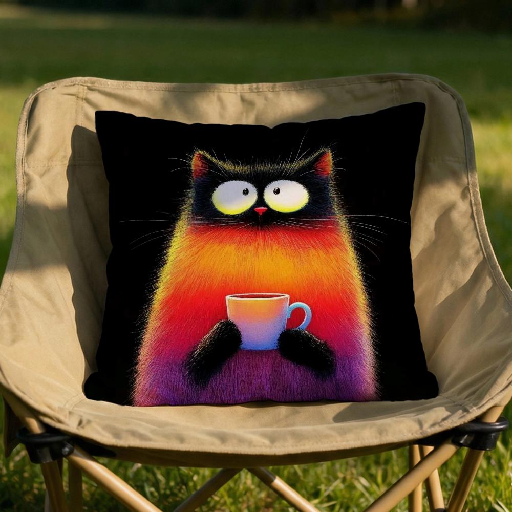 Modern cat Cushion Cover Soft Reversible Durable Pillow Cover MultiScene Use for Home Car Daily Comfort