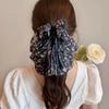 Elegant Women Large Bow Hair Claw Chiffon Big Bowknot Stain Bow Barrettes Hairpin Women Color Ponytail Clip Hair Accessories