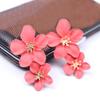 1 Pair Colorful Flower Stud Earrings Matte Bright Color Elegant Nonallergic Sweet Flower