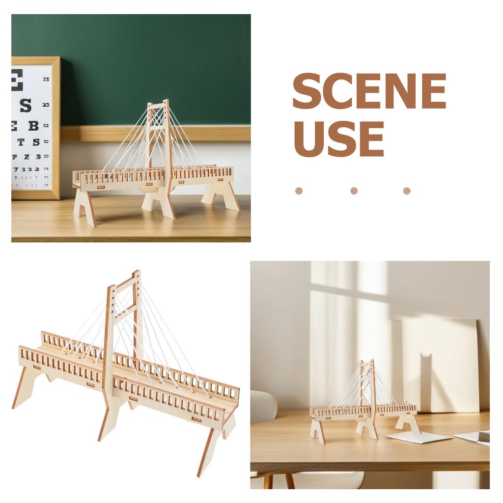 DIY Wooden Cable-Stayed Bridge STEM Assembly Kit Physics Structure Science Experiment Educational Engineering Teaching Model