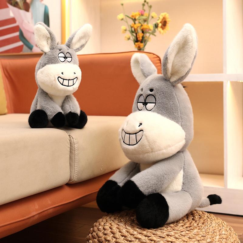 25/40 см милая игрушка с большими глазами и улыбкой, милый серый ослик, плюшевая кукла, мягкое животное для детской комнаты, декор, подарок