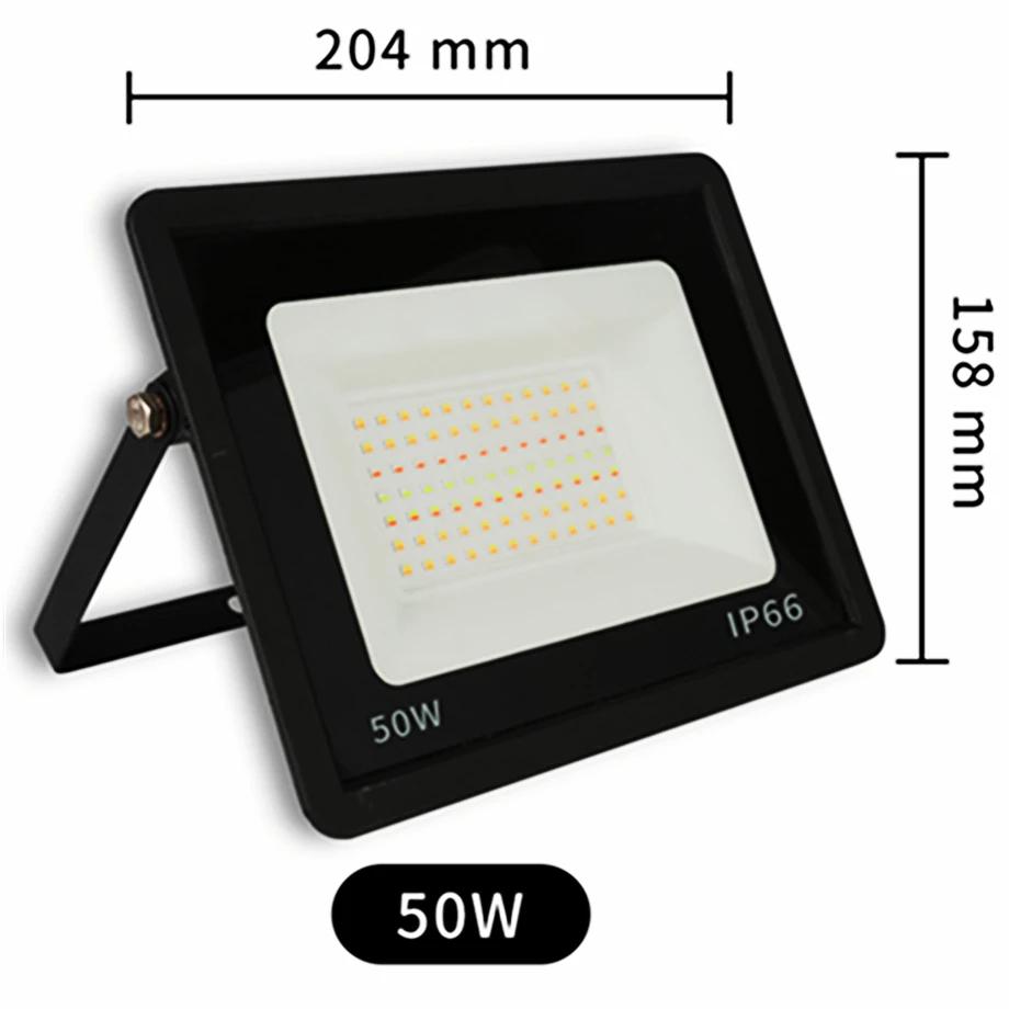 RGB Прожектор Умный Управление через Приложение Голосовое Управление TUYA RGB CW 3000-6500K 30W 50W 100W AC 220V Наружное Освещение Прожектор для Садовой Вечеринки