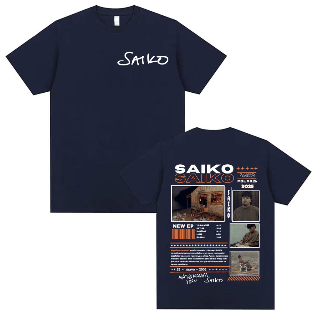 Rapper SAIKO POLARIS Album Tour 2025 Merch Tshirts Unisexs Clothing Oversized T Shirt Vintage Hip Hop Comfort Cotton Tshirt Tops