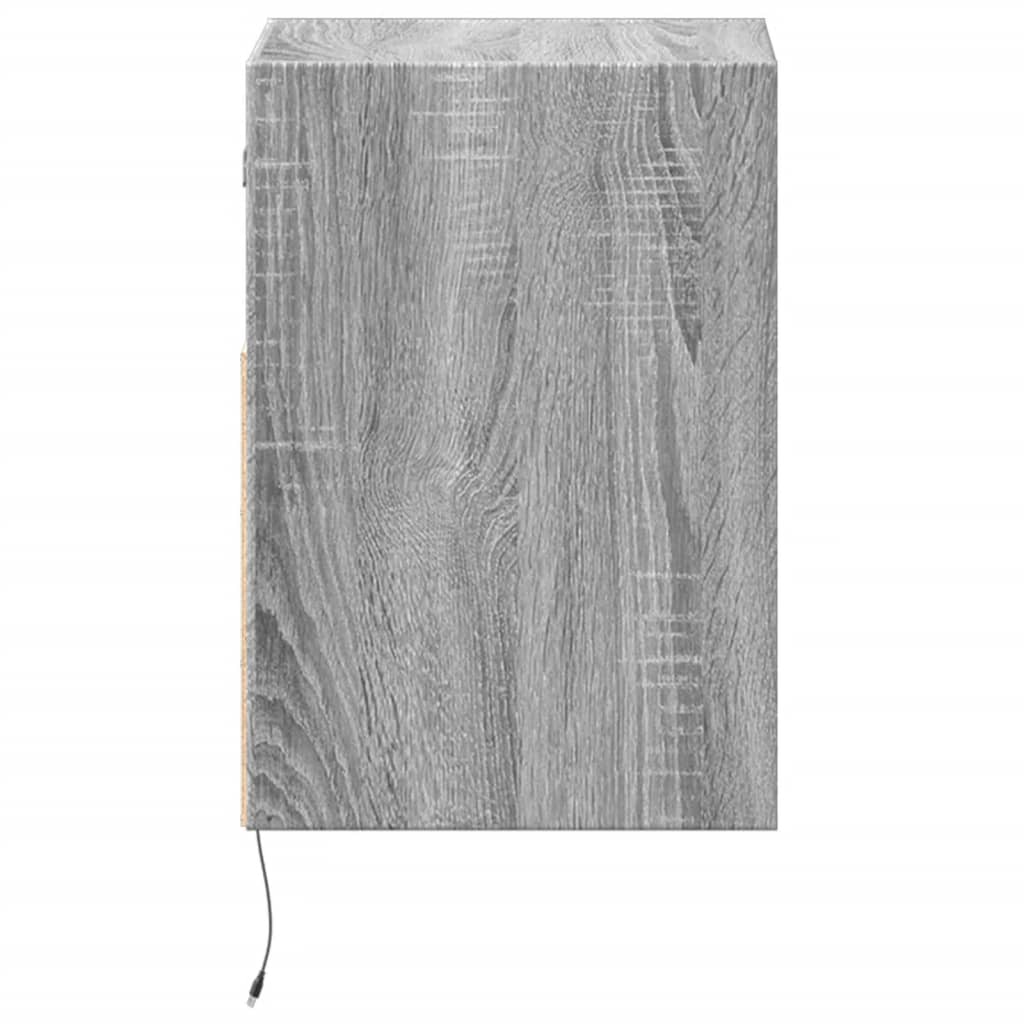 Wall Mounted Nightstands with LED Lights 2 pcs Grey Sonoma