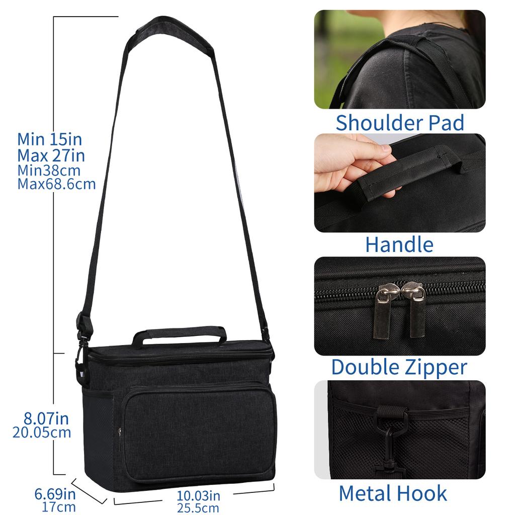 Insulated Lunch Bag Large Reusable Thermal Tote With Adjustable Shoulder Strap For Men Women Work Office Travel