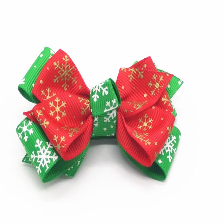 Personalized Christmas Grosgrain Hair Bows With Clips for Festival Decoration