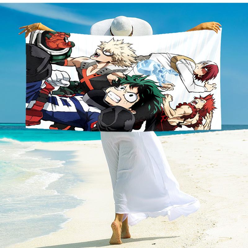 1pc Heros Determination Izuku Midoriya beach towel,quick drying absorbent beach towel,outdoor sports swimming beach towel,Soft and comfortable Y7227