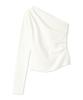 Lily Brown Knit Top White Women's One-Shoulder Décolleté (LWNT251183)