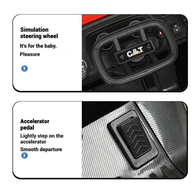 Детская электрическая четырехколесная игрушечная коляска для бездорожья с дистанционным управлением, двойным приводом и музыкальной светодиодной подсветкой Bluetooth