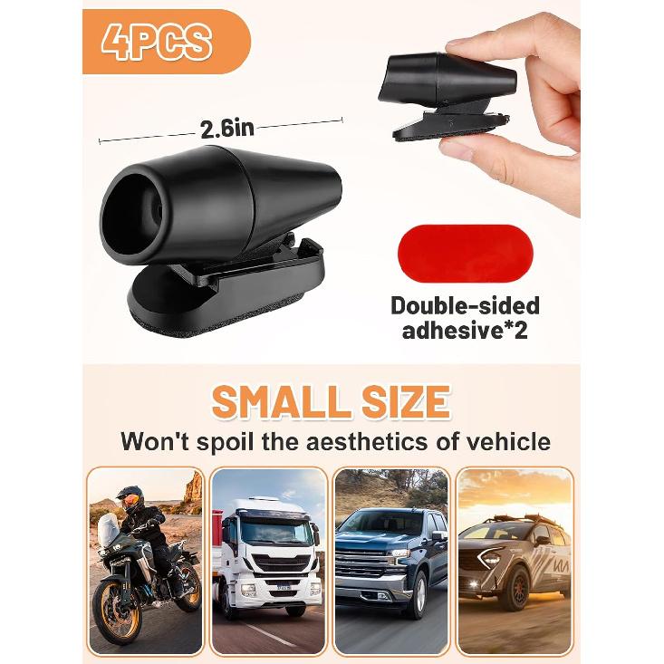 4PCS Wind & Ultrasonic Deer Safe Whistles For Vehicles - Deer Horn With Self-Adhesive Tape, Automotive Safety Kits For Car Avoid Collisions