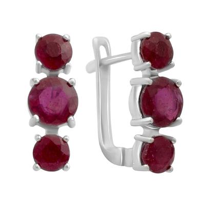 Серебряные серьги с натуральным рубином 3.99ct (2147053)
