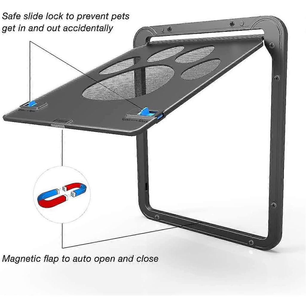 Pet Door Screen Door Sliding Dog Door Lockable Cat Door Magnetic Automatic Closing Doggy Screen Door