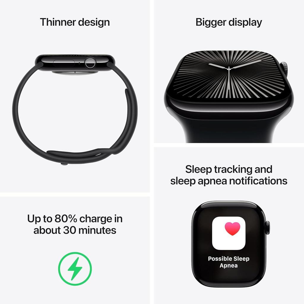 Apple Watch Series 10 GPS 42/46MM Алюминиевый циферблат с силиконовым спортивным ремешком