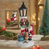 Christmas Ornament LED Light-Up Santa Claus Snowflake Decor Resin Xmas Figure Festive Tabletop Decor