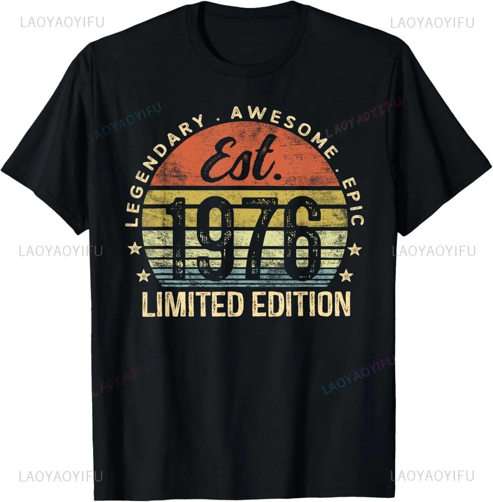 1976 Music Cassette 48th Birthday Gifts Vintage 48 Years Old Tshirt Graphic Printed Short Sleeve Unisexs Top