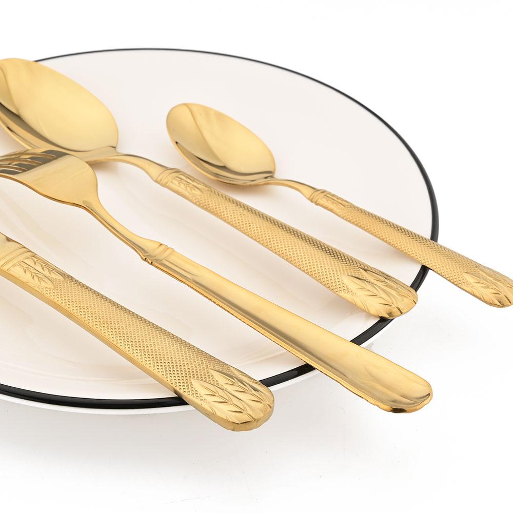 4 шт., набор столовых приборов, золотые колосья пшеницы, столовая посуда из нержавеющей стали 304, нож, вилка, ложка, обеденный набор, столовые приборы в западном стиле