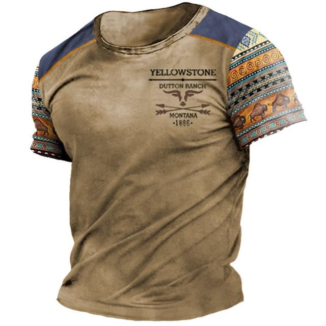 Винтажная футболка с 3D-печатью Yellowstone, Харадзюку, с коротким рукавом, повседневная уличная одежда, свободный пуловер, мужские футболки