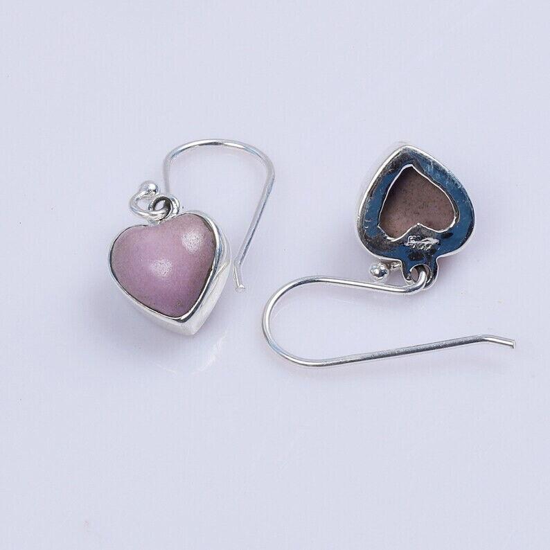 Редкая фосфоритовая серьга, фосфоритовая серьга-сердце, серьга из серебра 925 пробы