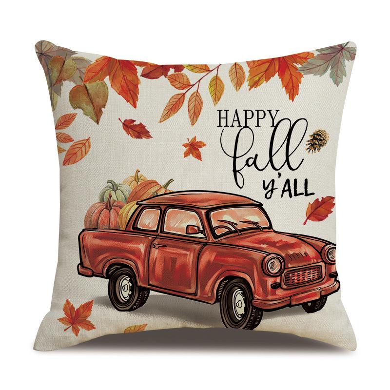 Подушка из льна на День благодарения, осенняя наволочка с принтом тыквы