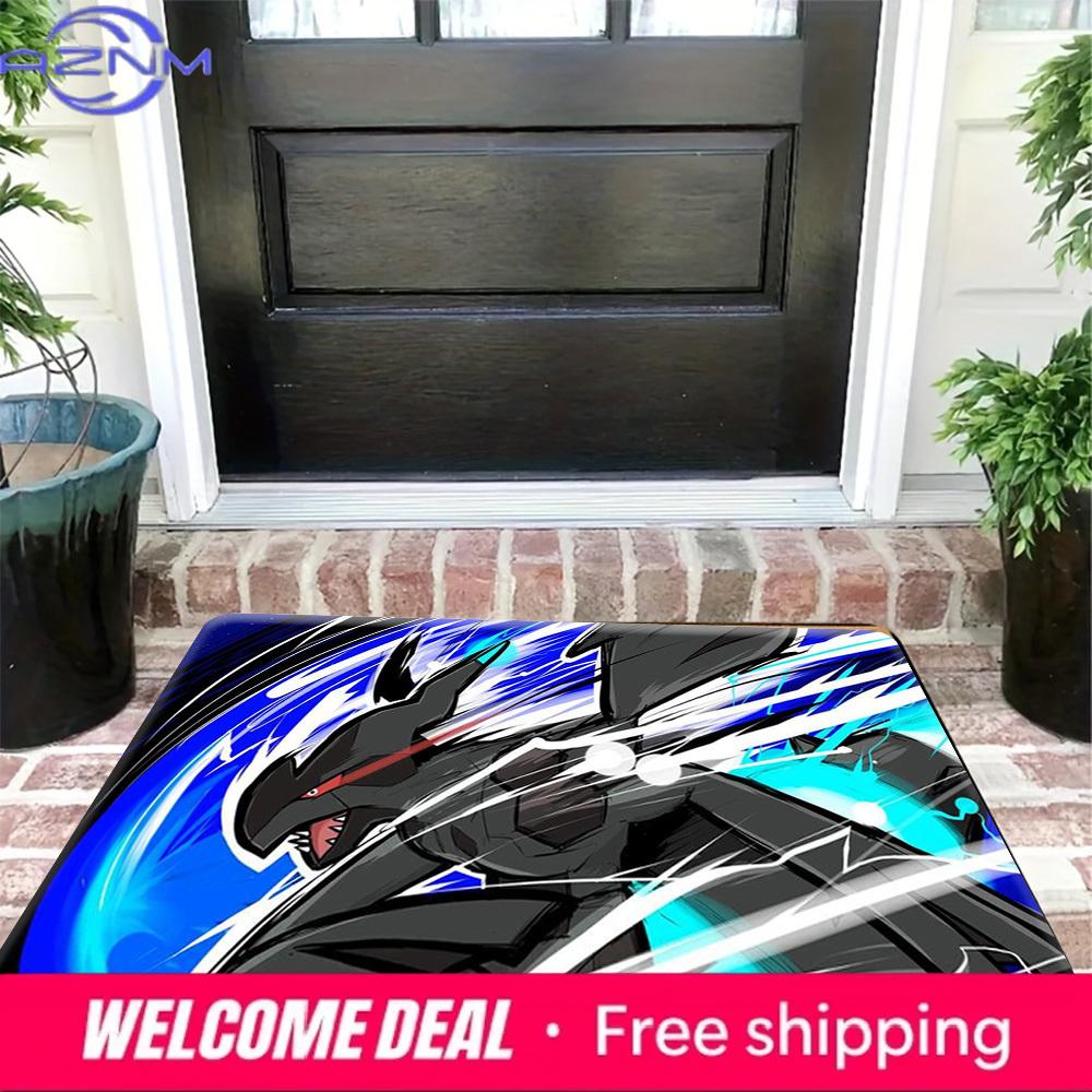 Pokemon Zekrom Dynamic Lightning Style Print Non-Slip Doormat, Absorbent Floor Mat for Home Decor