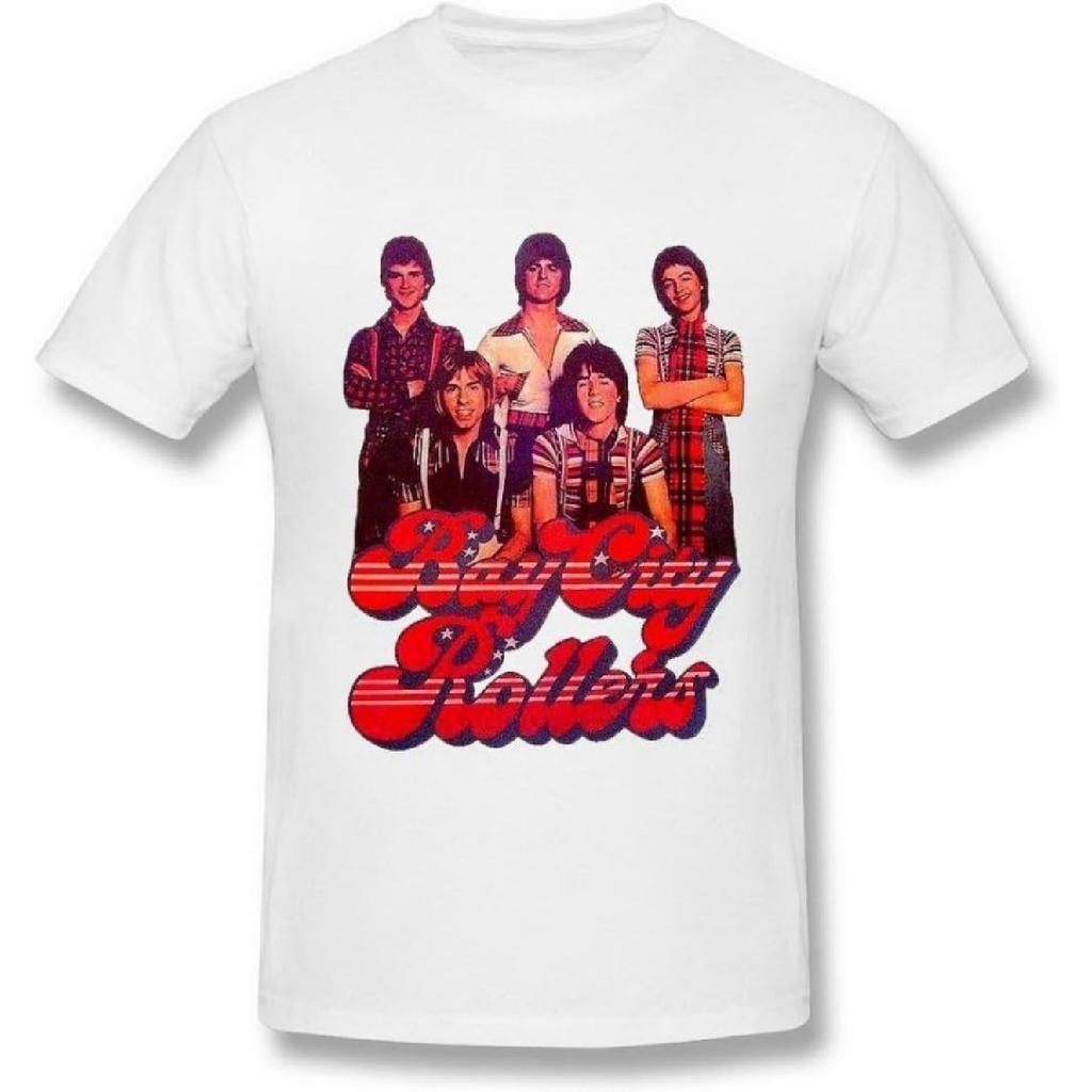 AICH Мужская белая футболка с логотипом группы Bay City Rollers