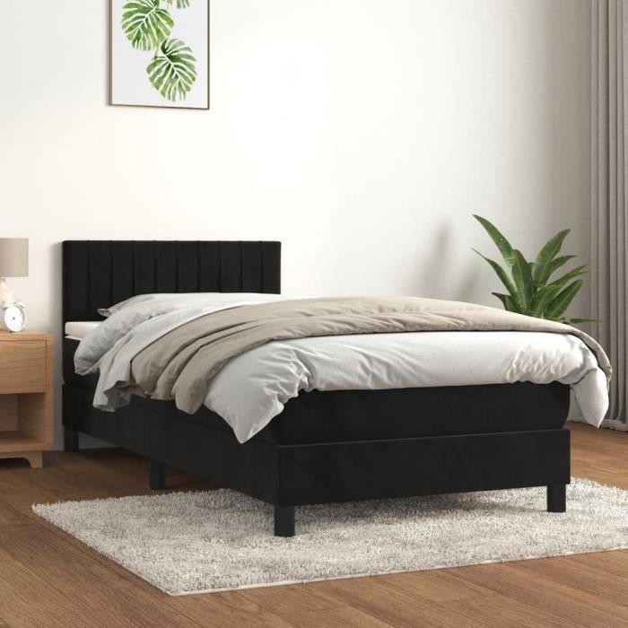 3141409 vidaXL Divan Bed with Mattress Black 100x200 Cm Velvet