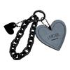 Leather Love Chain Keyring Pure Black Love Heart Key Ring Love Heart Shaped Keychain  Bag Hanging