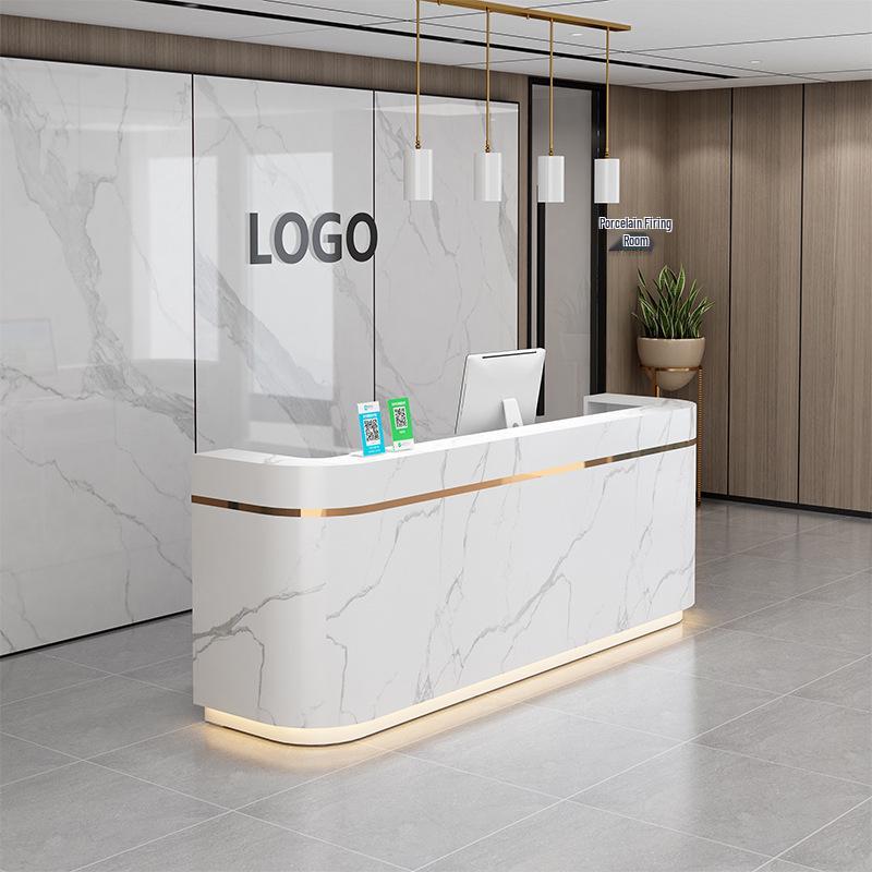 Compact Faux Marble Reception Desk for Salon or Retail