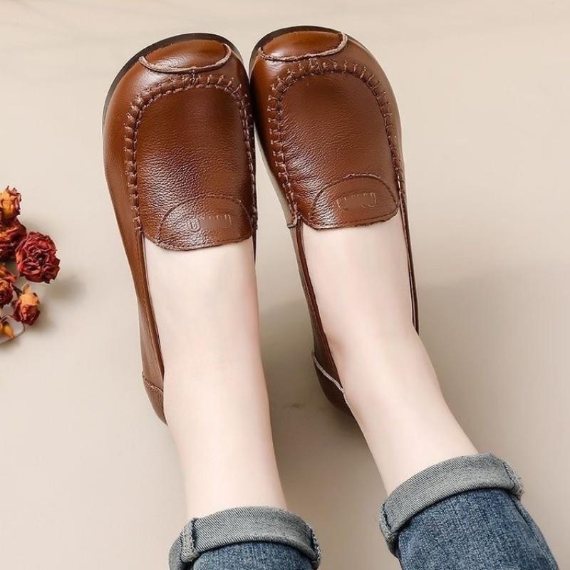 Autumn New Single Shoes Soft Sole Non-slip Comfortable Flat Sole Soft Sole Shoes Low Top Soft Leather Doudou Women's Shoes