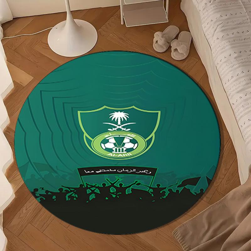 Al-Ahli Saudi Round mat, Anti-slip Circle Carpet Chair rug For livingroom,Bedroom, doormat home decor Gift Christmas Gifts