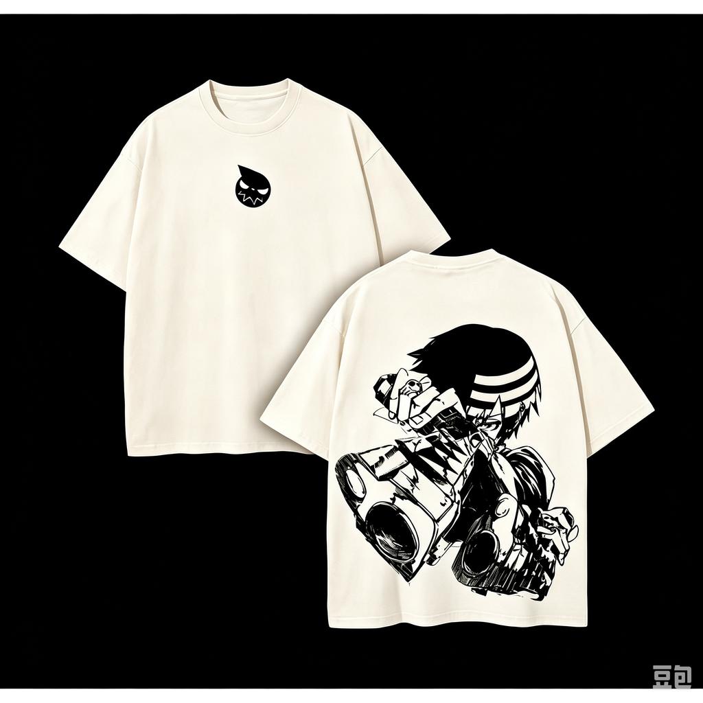 Anime Soul Eater Death The Kid Print T-shirt Unisex Oversized O Neck Short Sleeve Tee Summer Streetwear Oversized Cotton Tops
