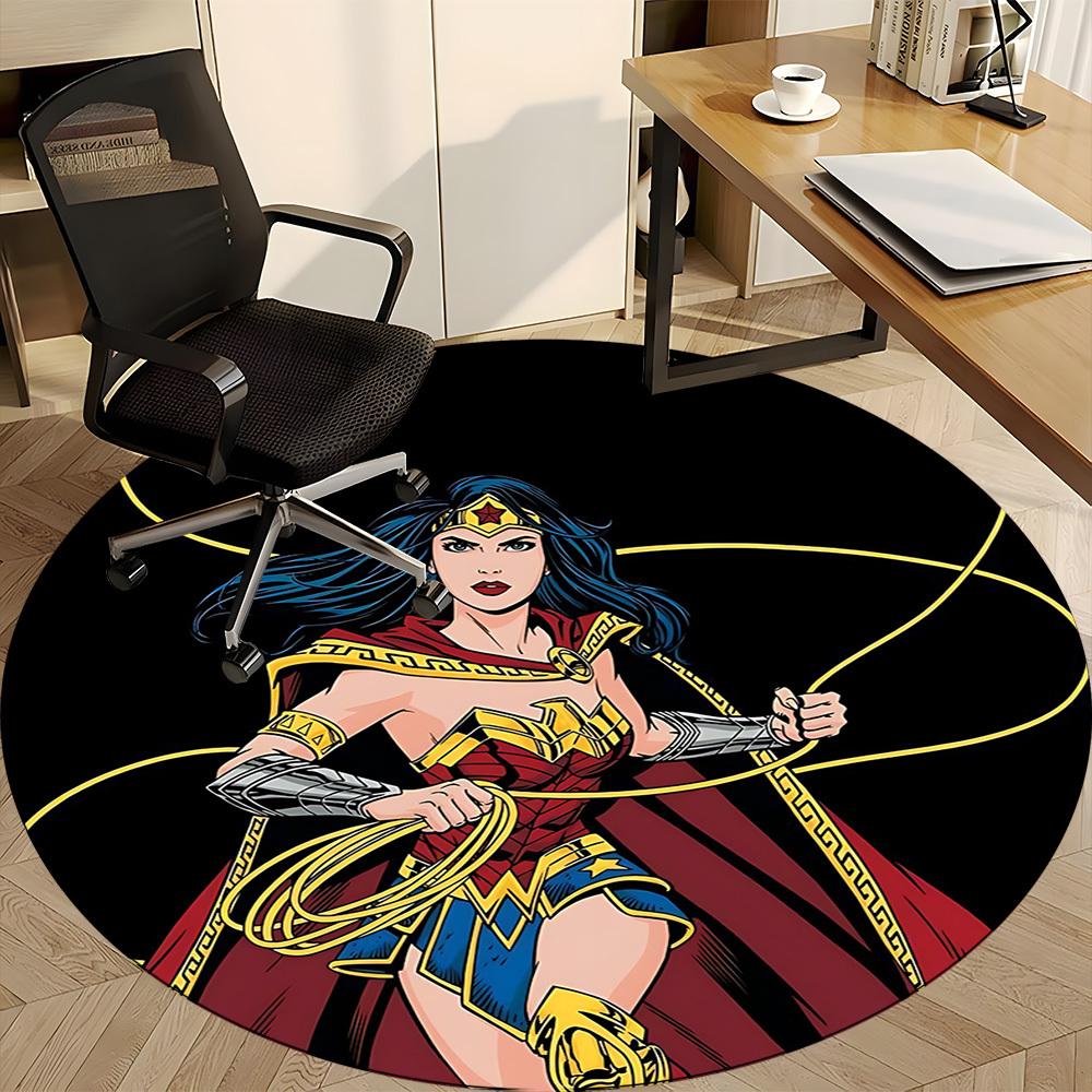1pc Wonder Woman Office Round Area Rug, Under Office Chairs Bedroom Living Room Home Decor, Room Deco, Available in Various Sizes072
