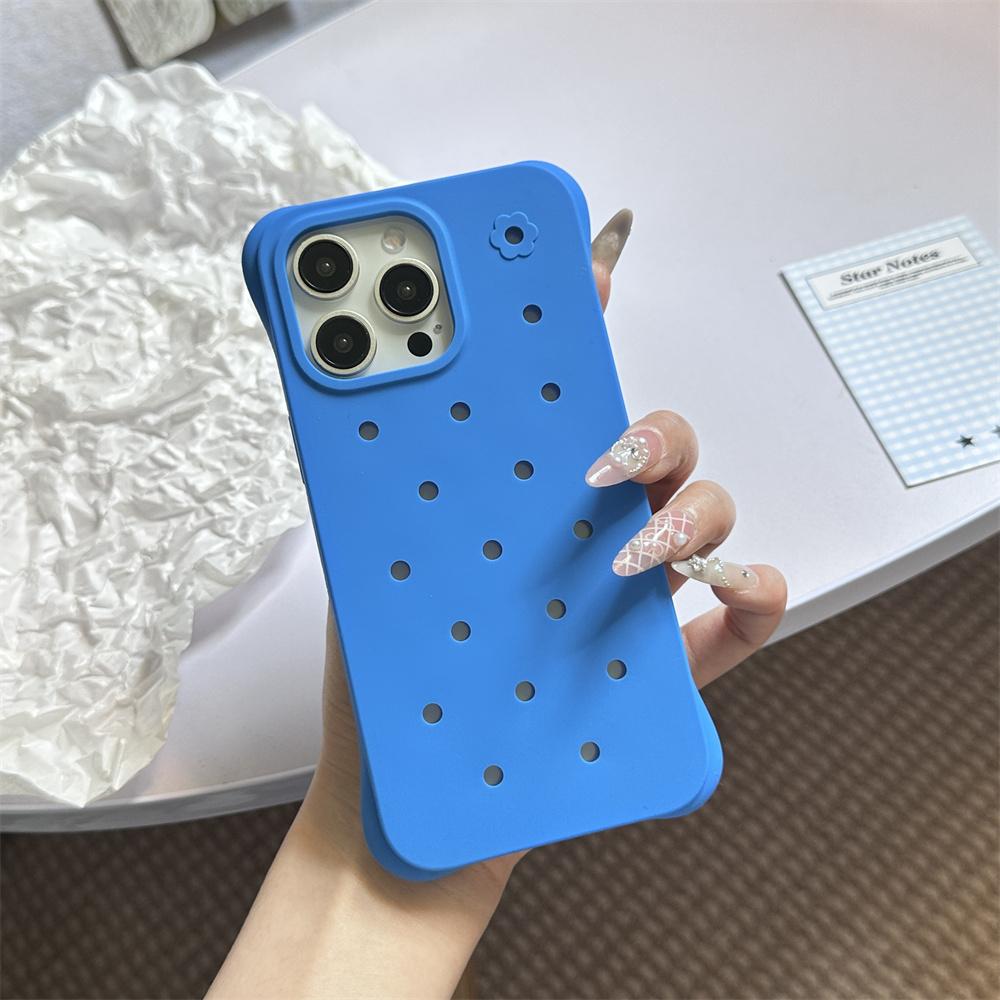 Ins DIY Подвески для Crocs Силиконовый Мягкий Чехол для Телефона Для iPhone 15 16 17 Pro Max 14 Plus 13 Однотонный Матовый Защитный Чехол-Броня