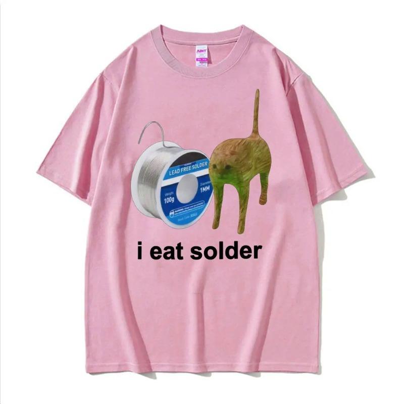 Я ем припой Проклятый Забавный Кот Мем Футболка Мужская Женская Модная Одежда Модные Повседневные Футболки Летние Футболки Печатные Футболки Топы