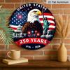 2D Flat, 1pc Circular Aluminum Decorative Plaque, Celebrating The 250Th Anniversary of America with a Patriotic Eagle & American Landmarks Design