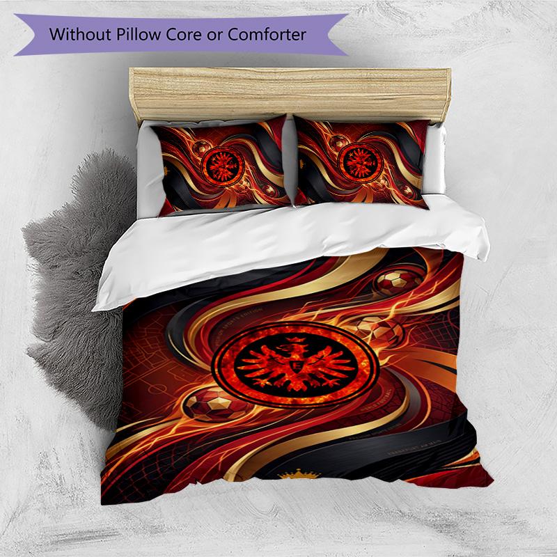 Eintracht Frankfurt Football Printed 3 Pieces Bedding Set, Comfortable Skin Friendly Bedroom Duvet Cover Set