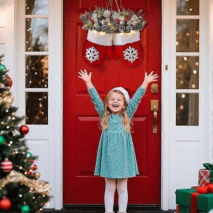 Holiday Planters,Twinkling Christmas Mitten Wreath,Twinkling Christmas Mitten Wreath