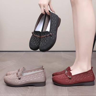 Старые пекинские тканевые туфли Женские летящие тканые дышащие повседневные туфли-горошины TEMU выпустил педальные ПУ мягкоподошвенные туфли для мамы