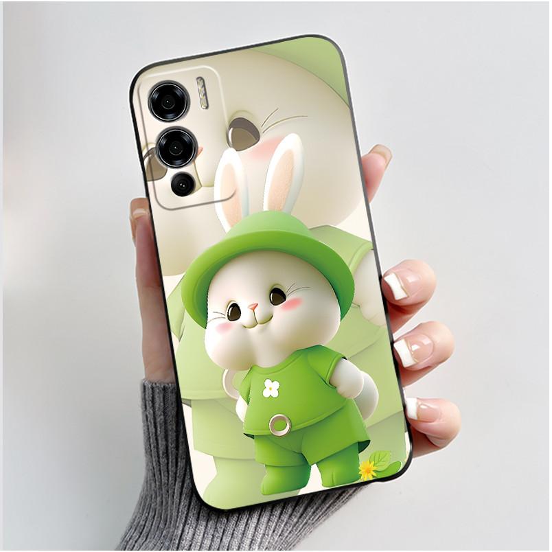 Case For Doogee N60 Pro Phone Case Luxury Cute Love Heart Rabbit Cartoon Funny Cover Black TPU Soft Silicone Protective Casing
