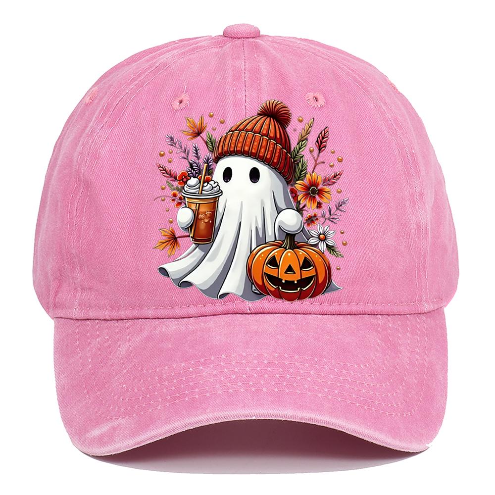 Cute Ghost Pumpkin Printed Baseball Hat for Men and Women, Adjustable Halloween Holiday Hat, Breathable and Comfortable