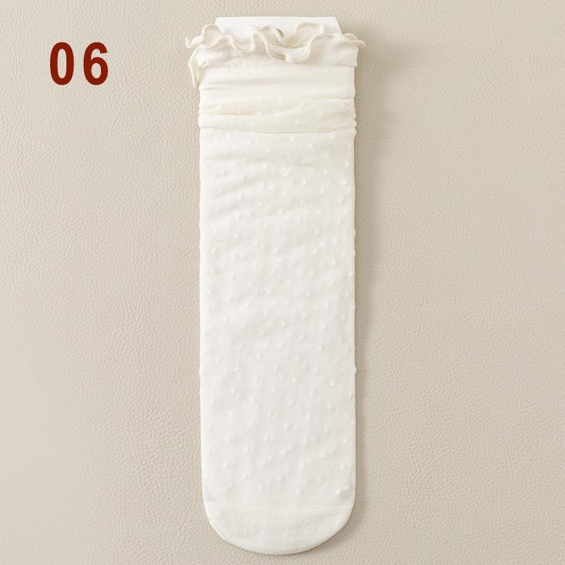 Женские милые сетчатые носки с оборками, шелковые носки с милым фруктовым узором, прозрачные, тонкие, модные, забавные