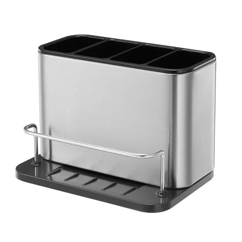 Держатель для столовых приборов из нержавеющей стали, полка для хранения палочек для еды, ящик для хранения кухонных столовых приборов, контейнер для сушки посуды, корзина