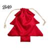 Fabric Storage Bags for Gifts Christmas Tree Shaped Gift Bag, Reusable Drawstring Treat Goody with Pompoms Durable Polyester Sacks Bells, Winter