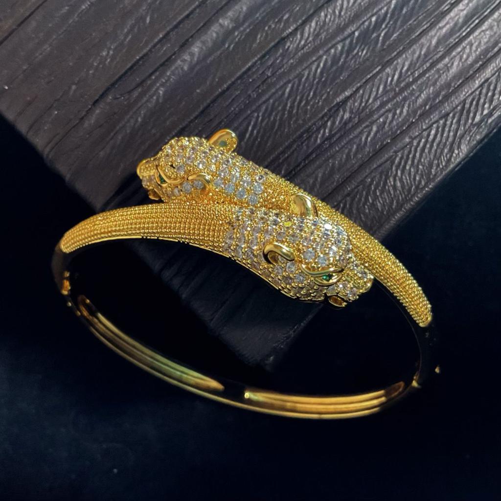 Новый Дворец Роскошная Мода Циркон Голова Леопарда Премиум Браслет Открытый Браслет