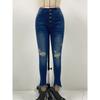 Летние женские джинсы Stretch Hole Slim Comfortable Брюки со средней посадкой