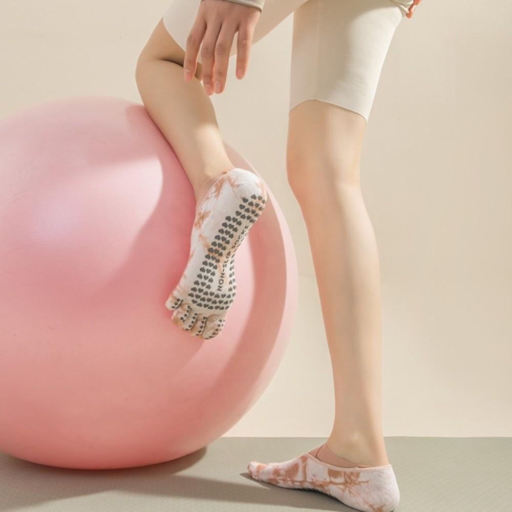 Breathable Strappy Pilates Socks Heart Silicone Dot Five Toe Socks Tie-dye Yoga Socks Women