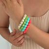 4Pcs Multicolor Round Bangles Marbling Cuff Bracelet Set Vintage Beads Bracelet Set  Jewelry