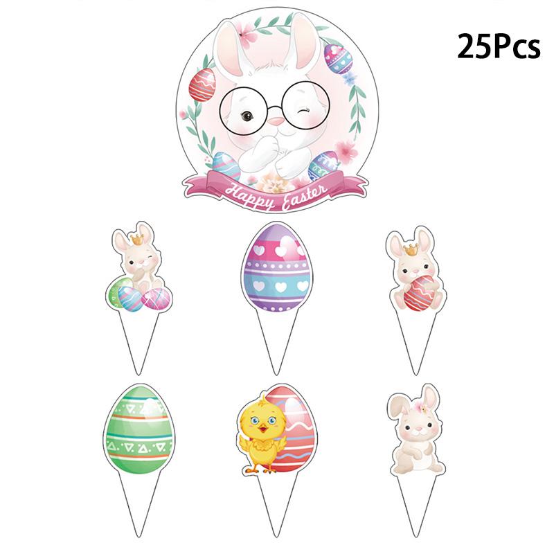 Easter Easter Party Supplies Spiral Hanging Garland Bunny Egg Pattern Balloons Rabbit Cake Topper