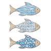 3Pieces Handcrafted Wooden Fish School Wall Hanging Sculpture Ornaments For Coastal Nursery Decors Beach Theme Design