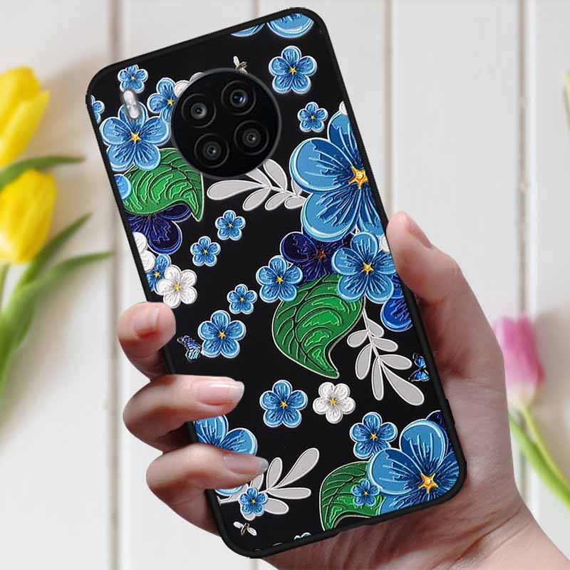 Чехол для Huawei Honor 50 Lite, чехол для телефона, мягкий силиконовый ТПУ задние чехлы для Huawei Nova 8i / Honor50 Lite, 3D тиснение, чехлы с цветами